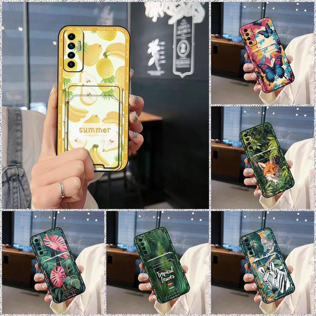 TPU Dirt-resistant Phone Case For Tecno Camon17P Card Slot Soft Case Cover Cute Card Bag Durable Fashion Design Silicone