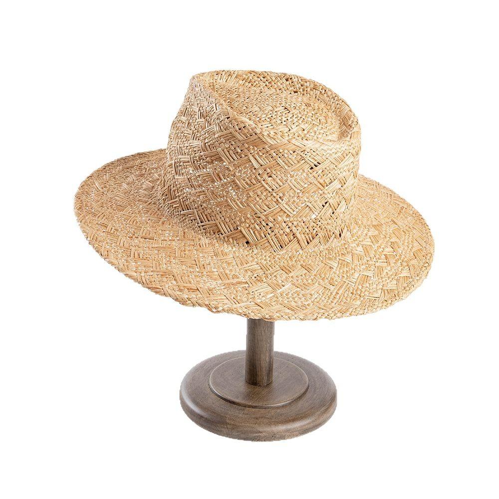 Spring and Summer New Hot-selling Fashion Casual Hand-woven Pattern Wide-brimmed Treasure Grass Jazz Hat Outdoor Sunshade Straw Hat Tide