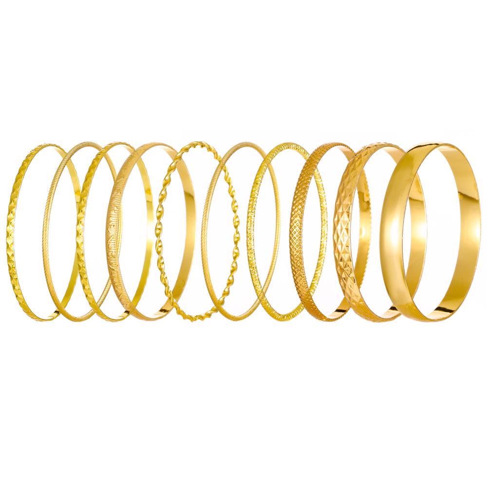 Bohemian Ethnic Gold & Silver Bangle Set - Ancient Western Style Jewelry