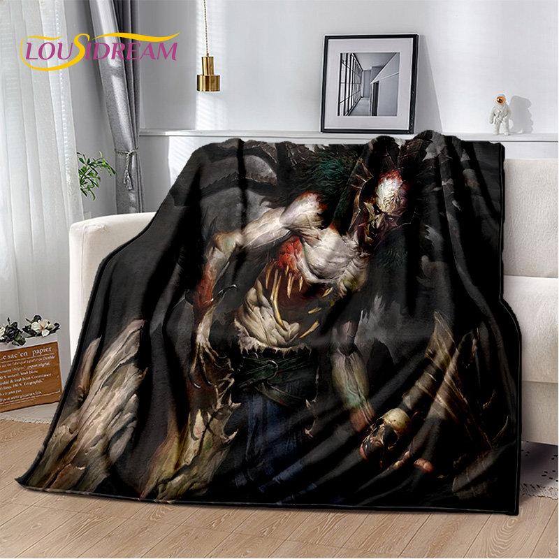 Koc 3D Diablo Gra Gamer Kreskówka Miękki Pluszowy, Koc Flanelowy Koc Narzuta na Salon Sypialnię Łóżko Sofa Piknik Okrycie Dzieci