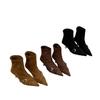 Pointed high-heeled thin short boots autumn temperament belt buckle suede elastic short boots women's boots
