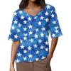 Women's V Neck T Shirts Half Sleeve Tops Printed Casual Summer Tees T Shirt Blouse