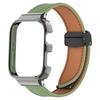 Leather Watch Band Replacement Band Lychee Texture Strap for Fit 3 Wristband Sweatproof Bracelet with Metal Frame