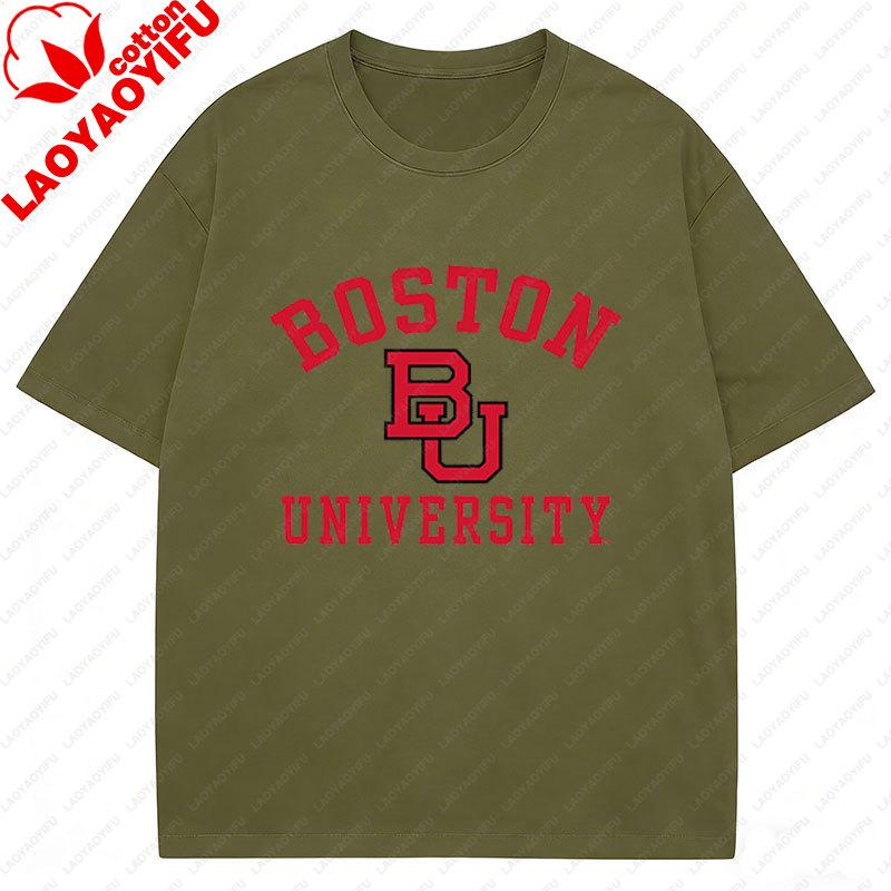 Boston University BU Graphic Unisexs TShirts New Pattern Hot Sale Vintage Clothing Cotton Summer Oversized Camiseta Sports Top