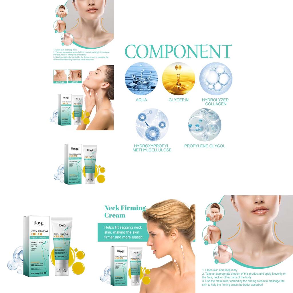 Hoygi Neck Firming Cream Gentle Moisturizing Tightening Radiant Skin Hydration Anti-aging Properties For Youthful Appearance 100g