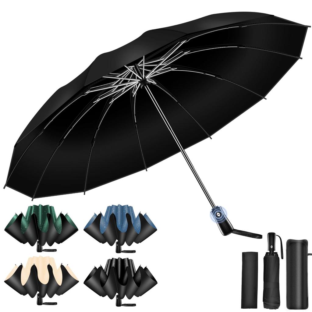 Masterpiece Reinforced 12 Ribs Reverse Folding Umbrella with Automatic Reverse Super Water Extra Folding Suitable for Sun and Rainy Season Typhoon UV