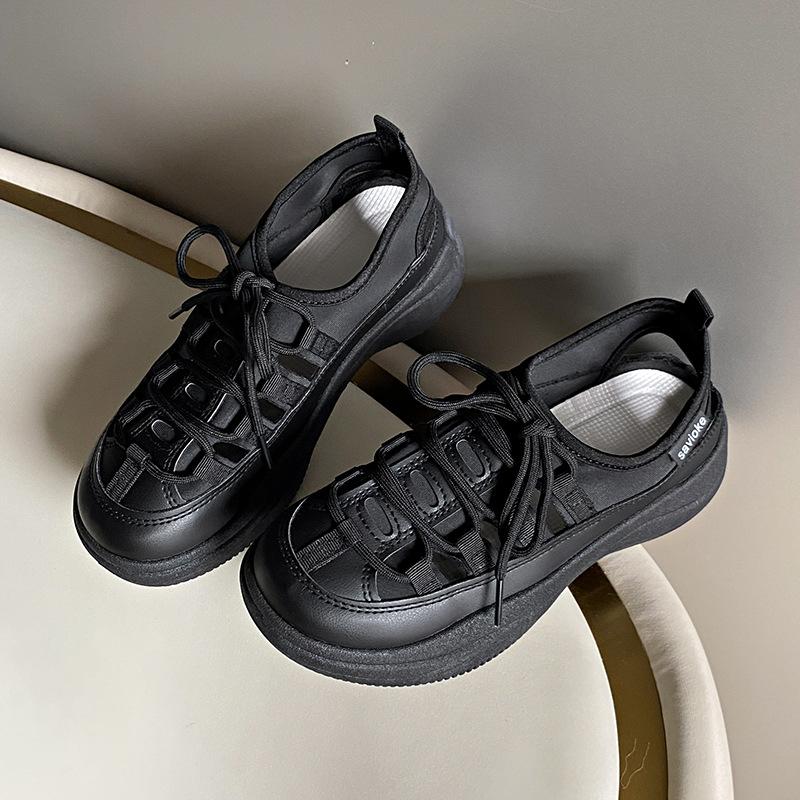 Women's Summer Casual Platform Sneakers Lace-Up Anti-Slip Lightweight Walking Shoes Hollow Out Breathable Shoes Tennis Athletic Sneakers for Women