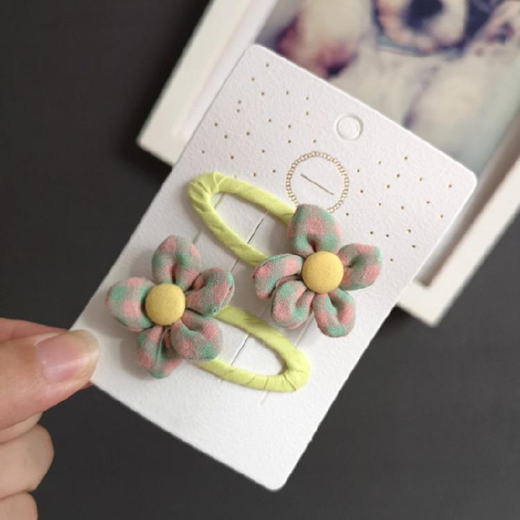 Lovely Flower Hair Clip Plaid Bow Snap Clip Non Slip Wrapped Hairpins for Kids