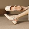 Mary Jane thick heel with single shoes women shallow mouth style college bag head sandals women