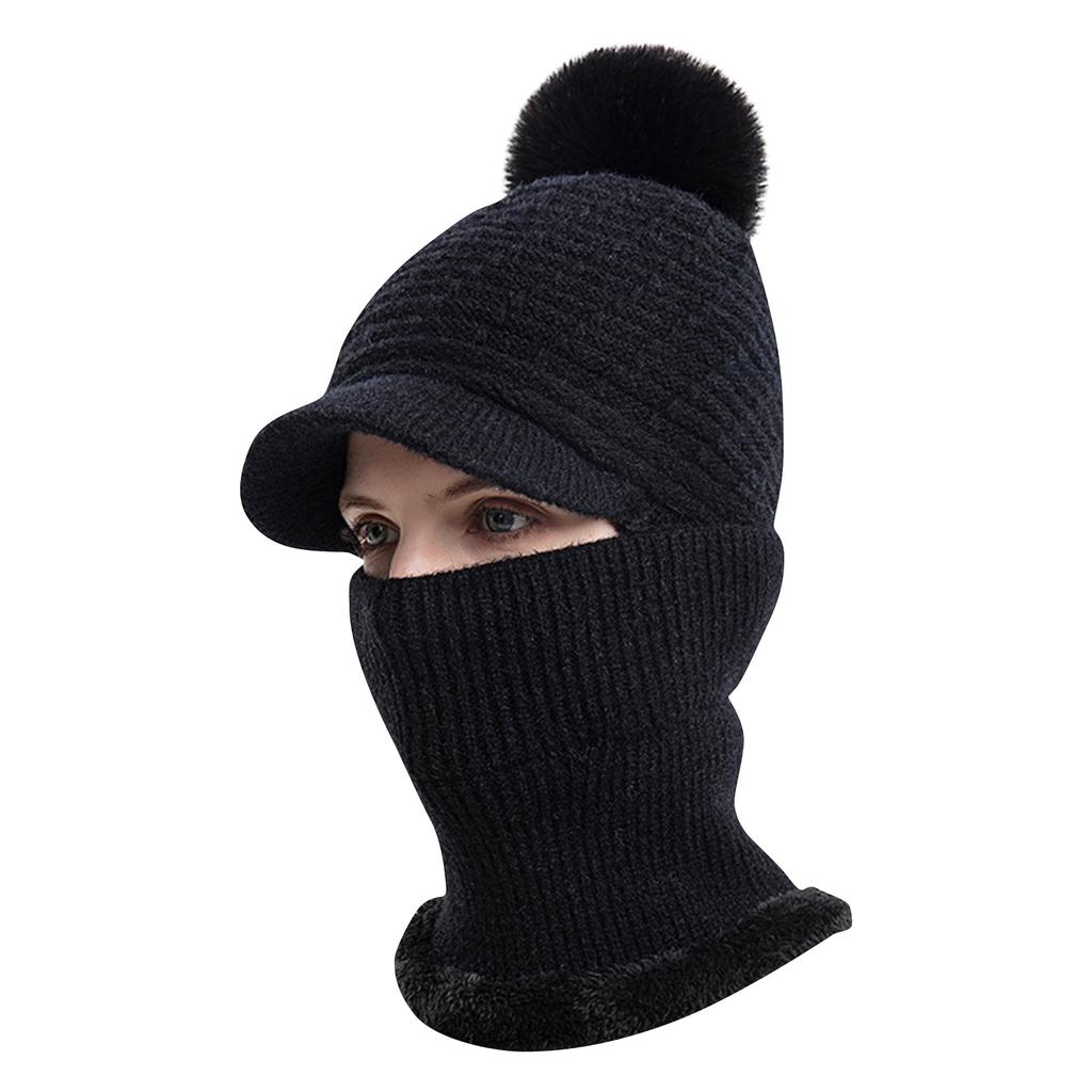 New Hat, Bib, One-piece Hat, Winter Warm Cycling Wool Hat, Outdoor Ear Hat, One-piece Knitted Hat