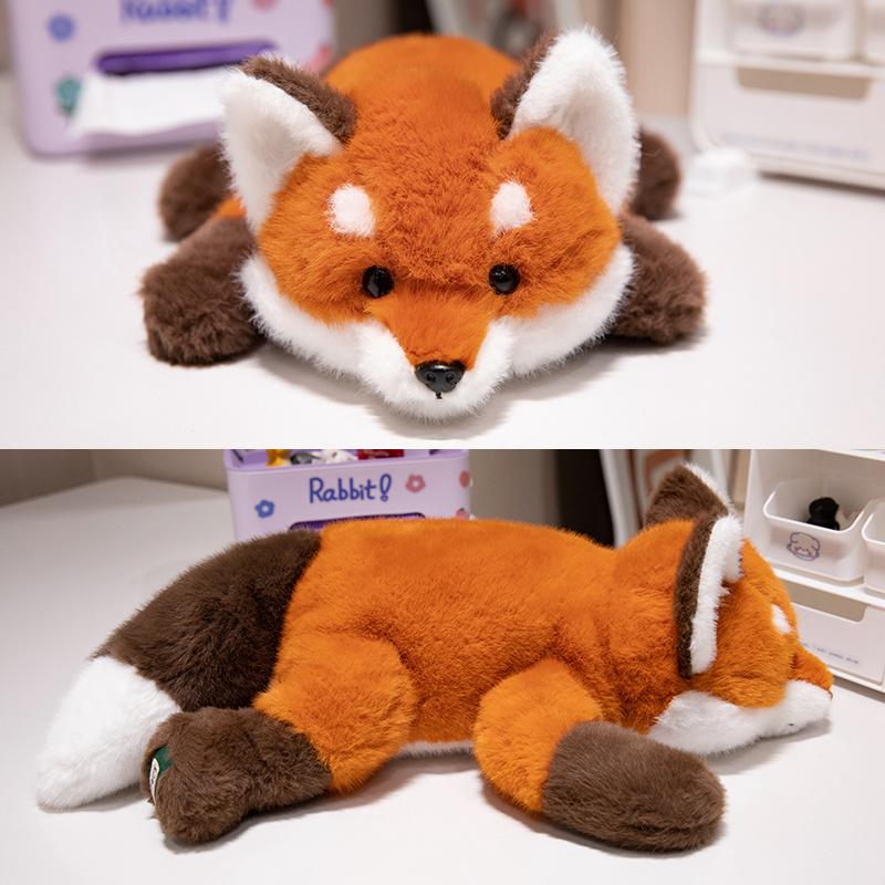 30-60cm New Kawaii Fox Plush Toys Cartoon Stuffed Animal Lovely Soft Cuddly Baby Plushie Doll Lie Prone Toy for Girls Gift Decor