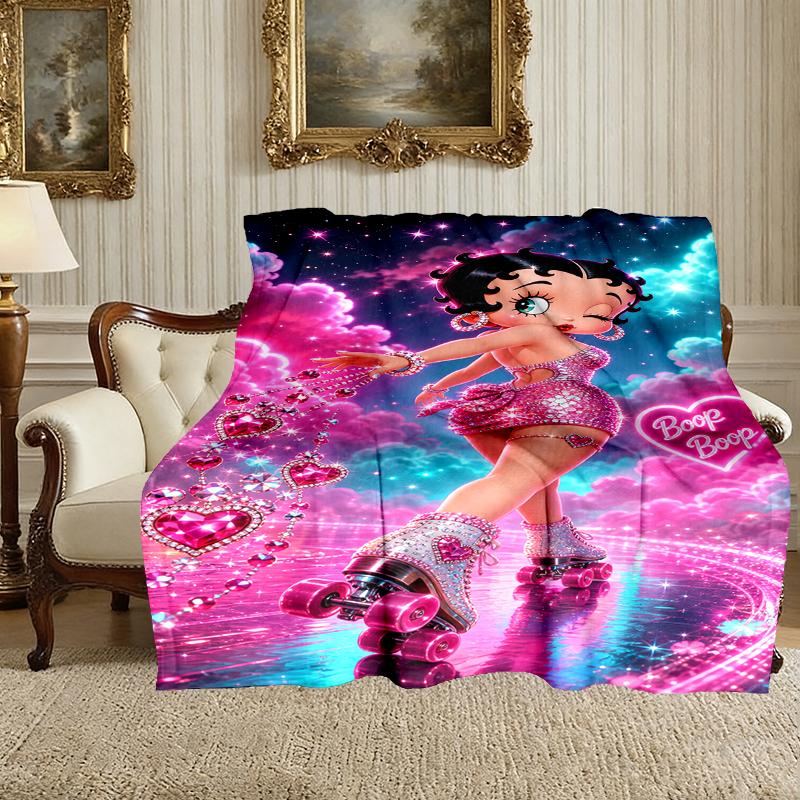 Betty Boop Decke Leichte bedruckte Überwurfdecke für Sofa, Bett, Auto, Ein herzliches Geschenk für Ihre Familie und Freunde