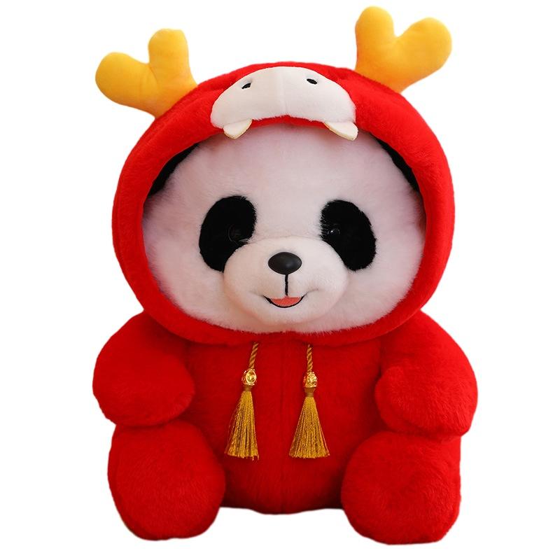 

2024 Lucky Year Of The Dragon Panda Plush Toy For Chinese New Year Gift Cute And Adorable червоний