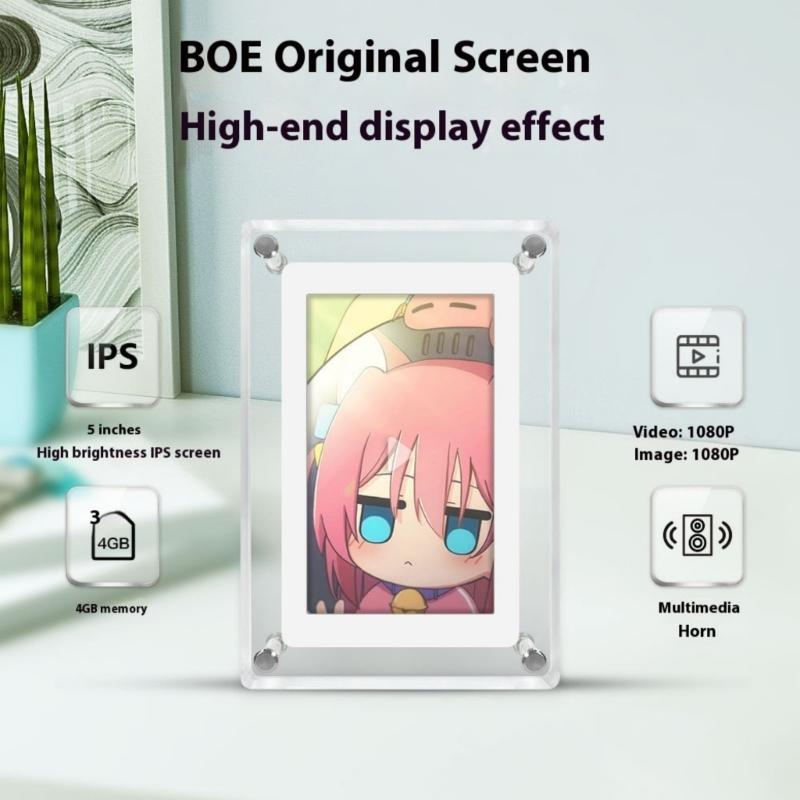 5Inch Acrylic Video Photo Frame Automatic Rotation Feature 1200mAh Rechargeable Battery For Home and Office Decoration