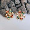 Boucles d'oreilles flocon de neige en strass colorés: Design Unique pour les Cadeaux de Fête des Femmes