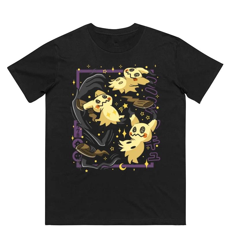 Anime Pokémon Mimikyu Potiskované Tričko z Čisté Bavlny pro Muže a Ženy Jaro_Léto Nová Kolekce Módní Tričko s Krátkým Rukávem