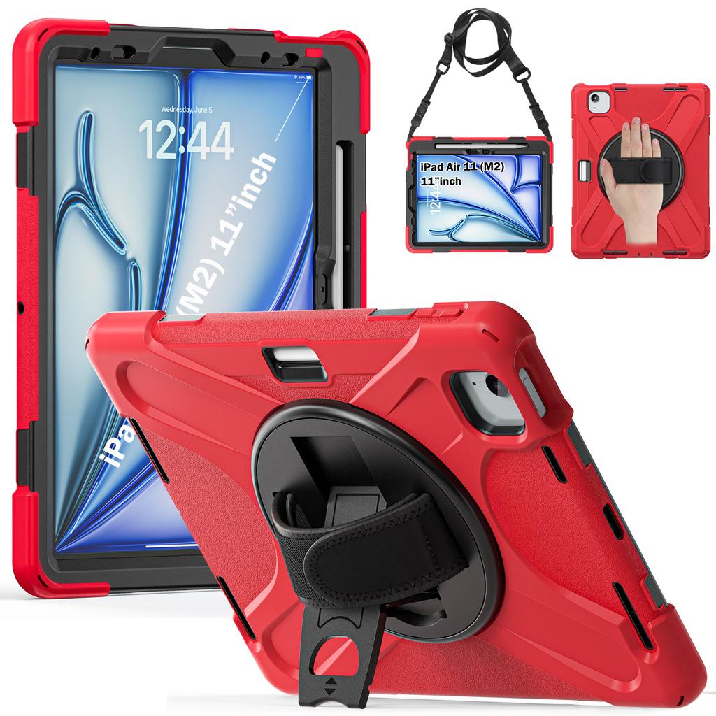 360 Rotating Stand Case Universal for IPad Air 11 2026 M4 2025 M3 2024 M2 Pro 11 2018-2022 Air 4 5 Hybrid Cover Shoulder Strap