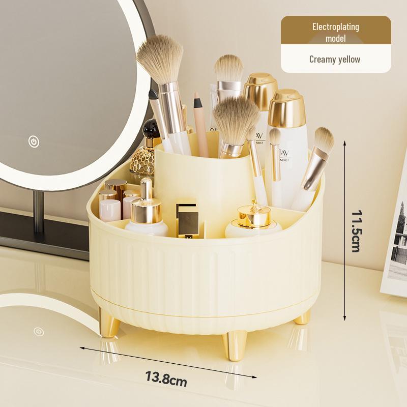 Rotatable Dust-Proof Desktop Cosmetic Storage Box for Makeup Brushes