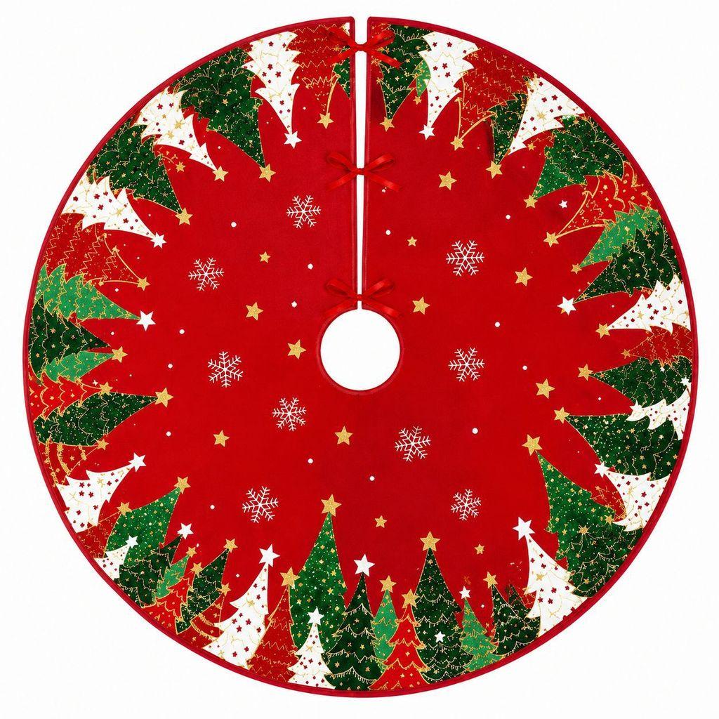 Christmas Tree Skirt Short Plush Decor With Bell Pattern For Holiday Festive Decor