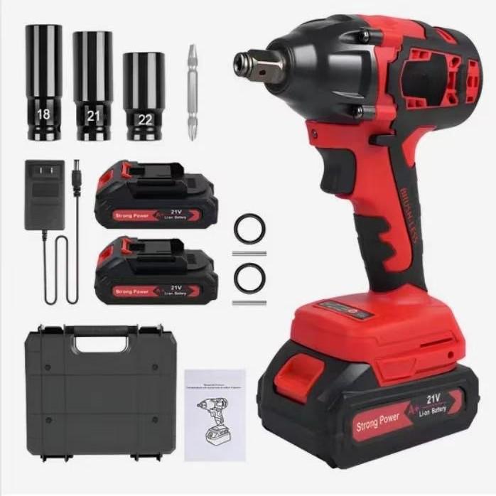 Rechargeable Brushless Electric Impact Wrench with Large Torque, Lithium Battery, and Auto Repair Screwdriver Function