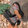 Damen Plateau Keilabsatz Pantoletten, Sommer Zehenfrei Chunky Heel Sandalen
