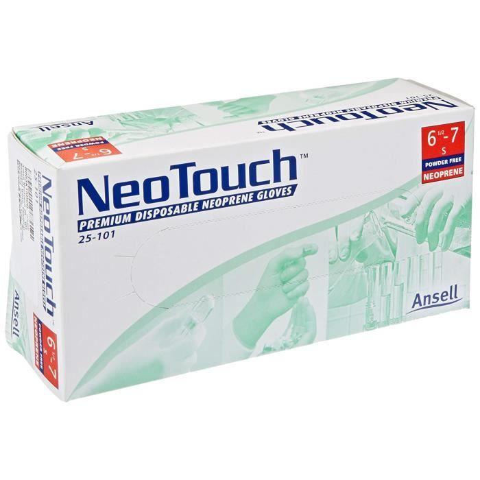 Ansell NeoTouch 25-101 Gants en néoprène, procédé agroalimentaire, Vert, Taille 9.5-10 (Boîte de 100 gants) -