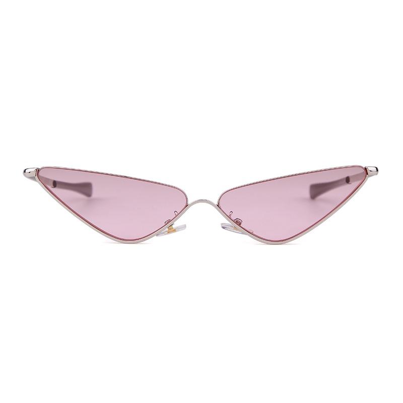 Fashion Slim Metal Triangle Cat Eye Sunglasses for Women Men Designer Trendy Ocean Lens Half Frame Cateye Sun Glasses S8807G