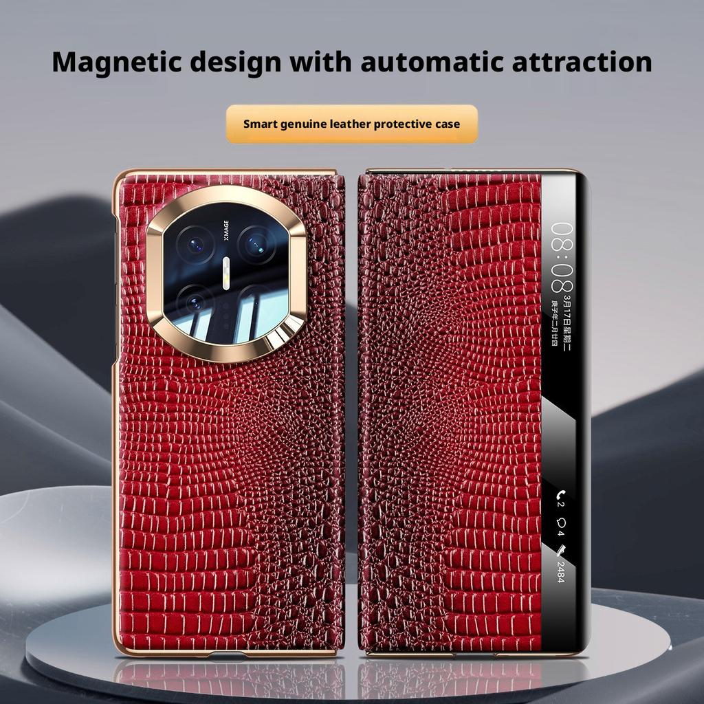 Premium Luxury Crocodile Pattern Genuine Leather Case For Huawei Mate X7 X6 X5 Magnetic Flip Smart Window Full Protection Cover
