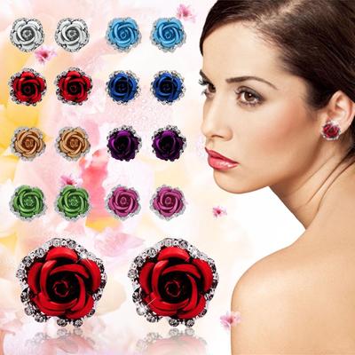 Orecchini con Strass Rosa Sottili Pendenti Rosa Eleganti Orecchini con Strass Matrimonio Accessori Donna Gioielli Orecchini Rosa Per Donna