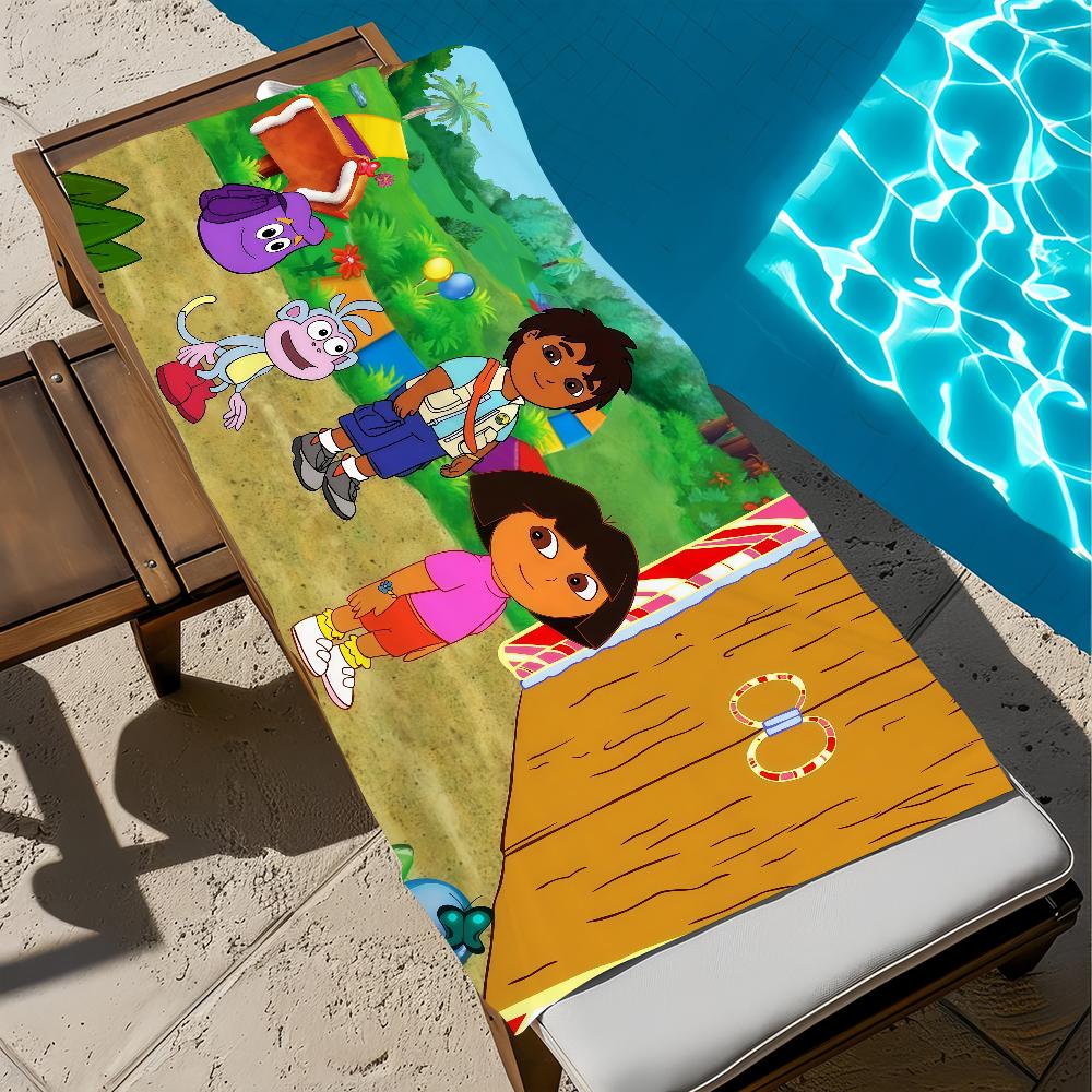 D-dora cute anime Towel Large Quick-Drying E-explorer-r Microfiber soft Beach Towel for Travel Fitness Sauna Bathing Camping