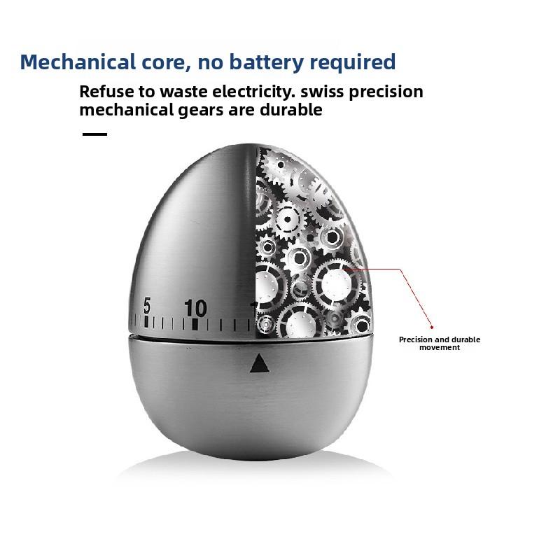 Creative Kitchen Mechanical Timer Egg-Shaped Timer 60 Minutes Student Timer Baking Cooking Reminder