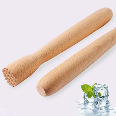 Food Safe Fruit Tea Pounding Stick Heavy Duty Wooden Fruit Tea Muddler Ice Crusher  Bartender Tool