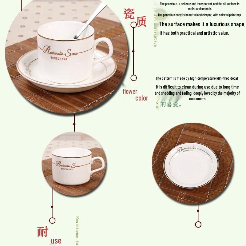 Set Cană de Cafea Ceramică și Farfurie de Lux Ușor