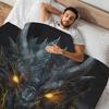 Cool black gold dragon blanket soft flannel blanket living room bedroom sofa office decoration blanket