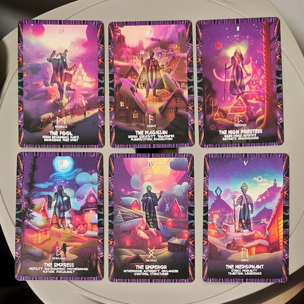 The Nordic Tarot Deck 22 Cards with Rune Symbols, Atmospheric Fantasy Art for Divination & Spiritual Growth 10*6.5cm
