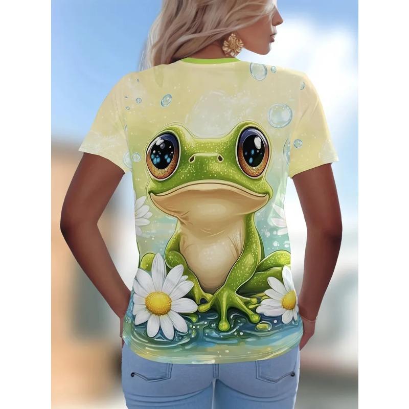 Baumfrosch 3D-gedrucktes Kurzarm-Sommerurlaubs-Sport-Schnelltrocknend Atmungsaktiv Mode Bequem Street T-Shirt