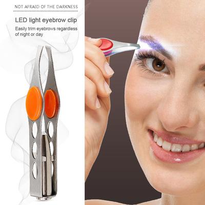 1PC LED Eyebrow Tweezer Oblique Tip Stainless Steel Eyebrow Trimming Clip Eye Hair Removal Prune False Eyelash Clamp Makeup Tool