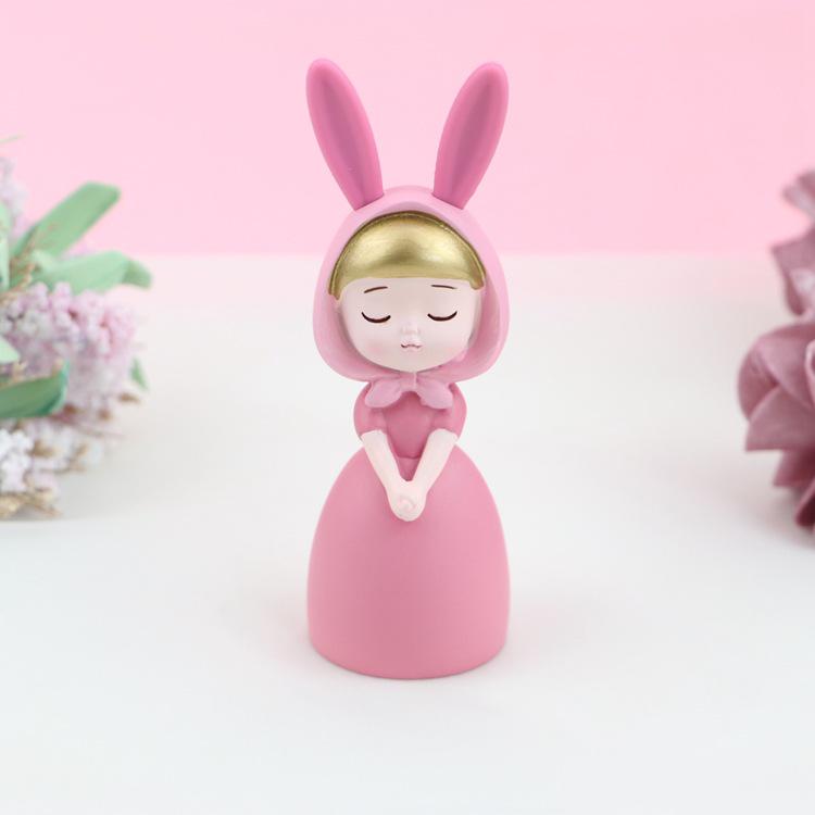 Korean Jade Rabbit Princess Cake Decoration - Cute Cartoon Ornament