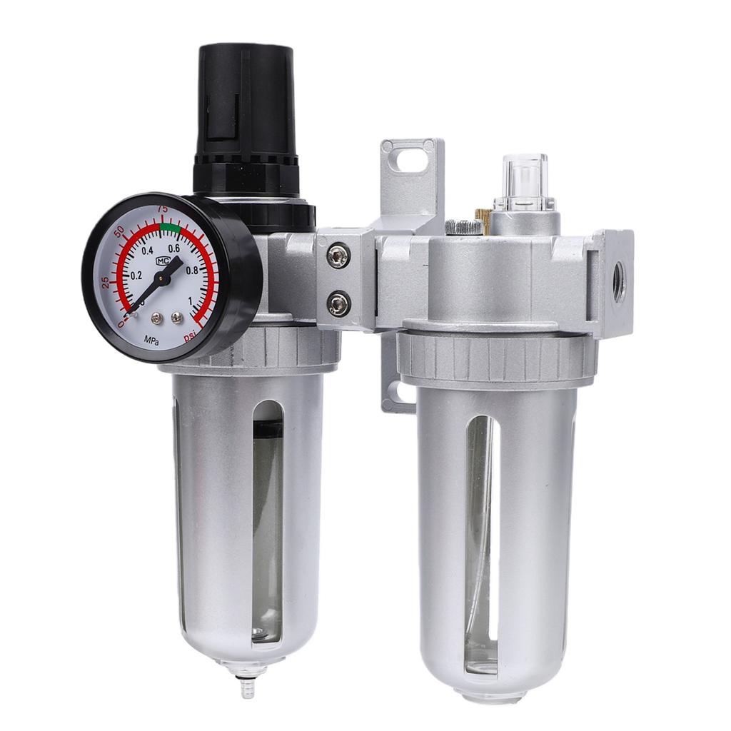 Air Compressor Filter Regulator Combo 1 4in SFC200 Aluminum Alloy Oil Water Separator Semi Auto Drain for Auto Repair