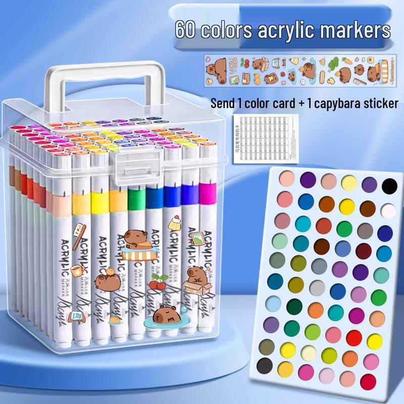 Acryl-Aquarellmarker für Kinder: Ausblutsichere, stapelbare, wasserfeste Kunststifte & Zeichenpinsel für den Kindergarten.