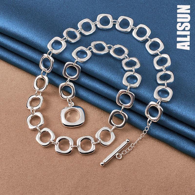 925 Sterling Silver Square Chain 20 Inch Women's Necklace Wedding Fashion Wedding Jewelry