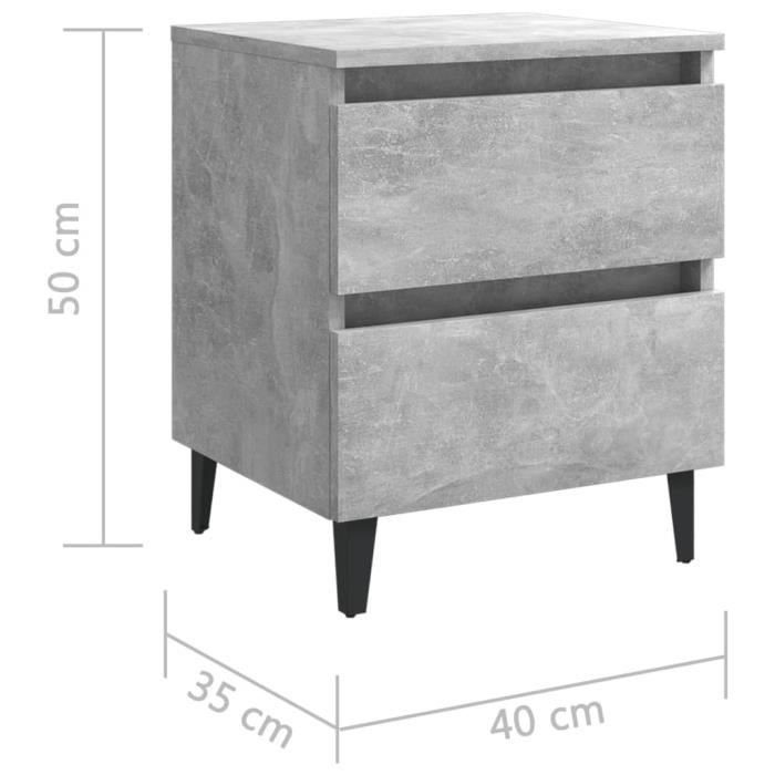 VidaXL Tables de chevet 2 pcs gris béton 40x35x50 cm bois d'ingénierie 805878