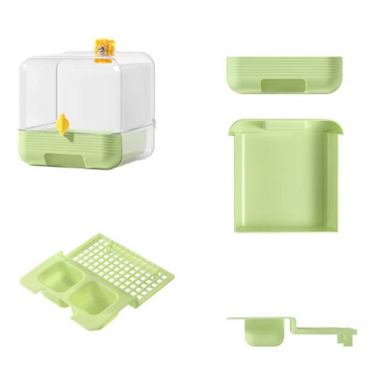 No Mess Bird Cage Feeder 2 in 1 Transparent Parakeet Bathtub with Bottom Drawer Multi-functional Shower Box for Budgies Parakeet Small Parrot