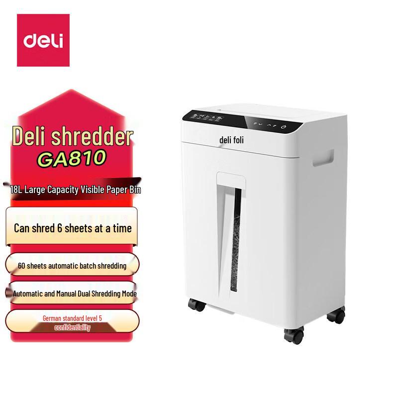 

Deli GA810 60-Sheet Auto-Feed Micro-Cut Paper Shredder