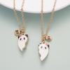 Pink Bear & Panda Friendship Pendant Necklace for Kids - Magnetic Cartoon Splicing Design