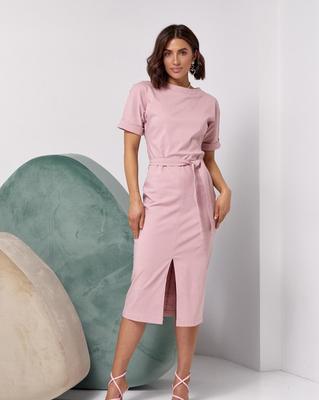 Rosa schlichtes Kleid mit Schlitz ISSA PLUS