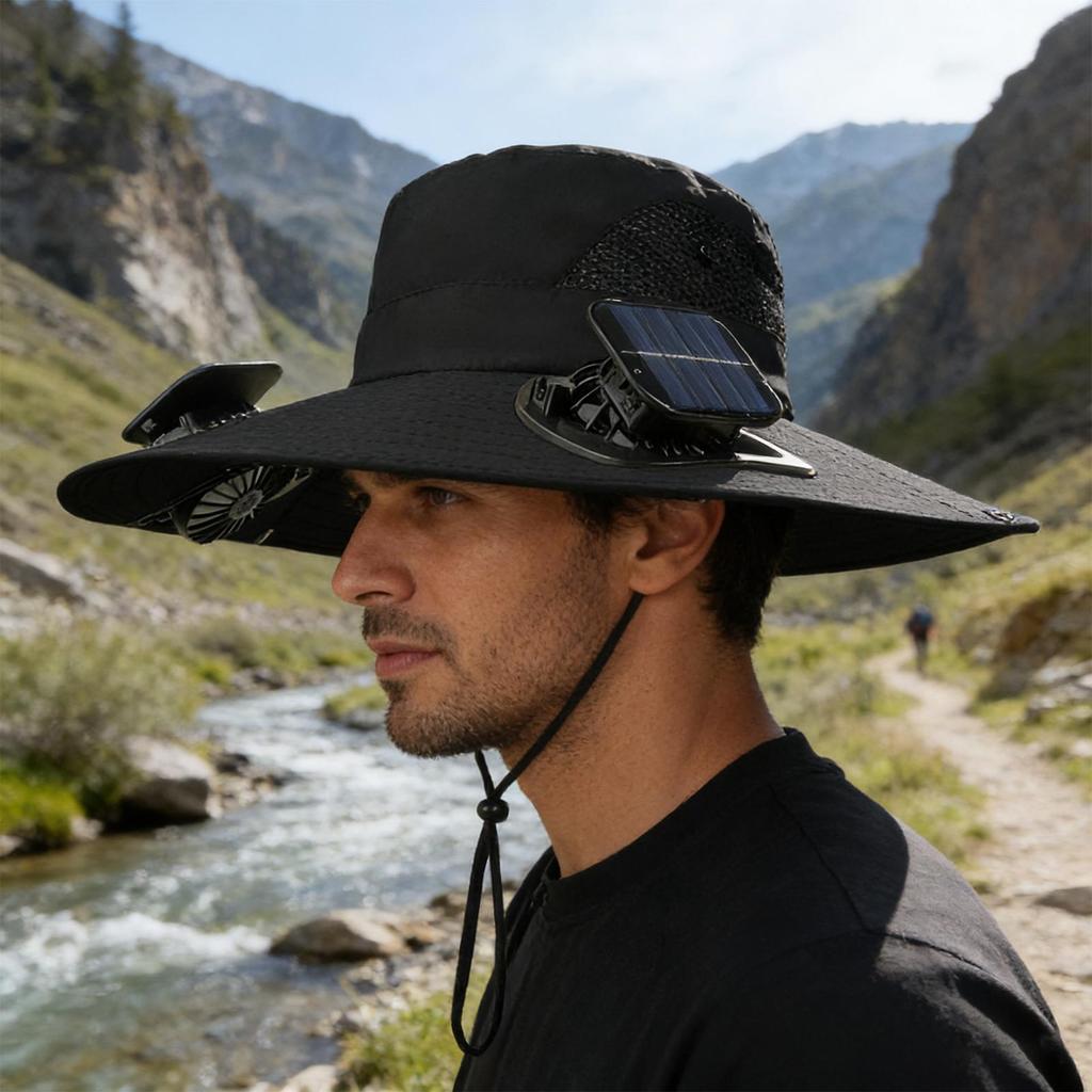 Hat With Fan For Women Sun Protection Headwear Wide Brim Solar Fan Hat For Summer Gardeners Fishermen Camping Beach Golfers