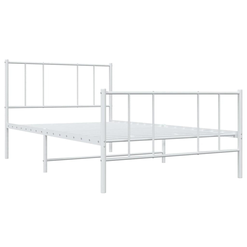 Vidaxl Metalowa Rama Łóżka Z Wezgłowiem I Zanóżkiem, Biała, 90X200 Cm