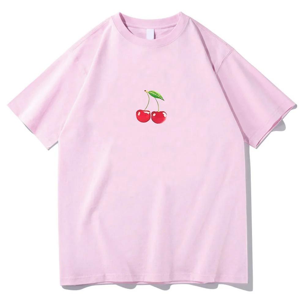 2026 Summer New O-Neck Short Sleeve Unisex Cotton Fashion Cartoon Print Tops Megan Fox Cherry Print T-Shirt Graphic Shirt