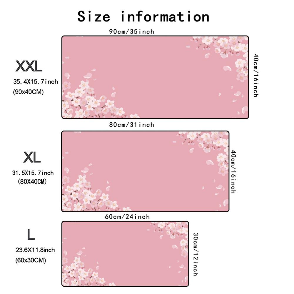 Mouse Pad Sakura Large Gamer Mousepad Pink Cherry Blossom Keyboard Mat XXL Office Mouse Mat Pc Accessories Rubber Desk Mat 90x40
